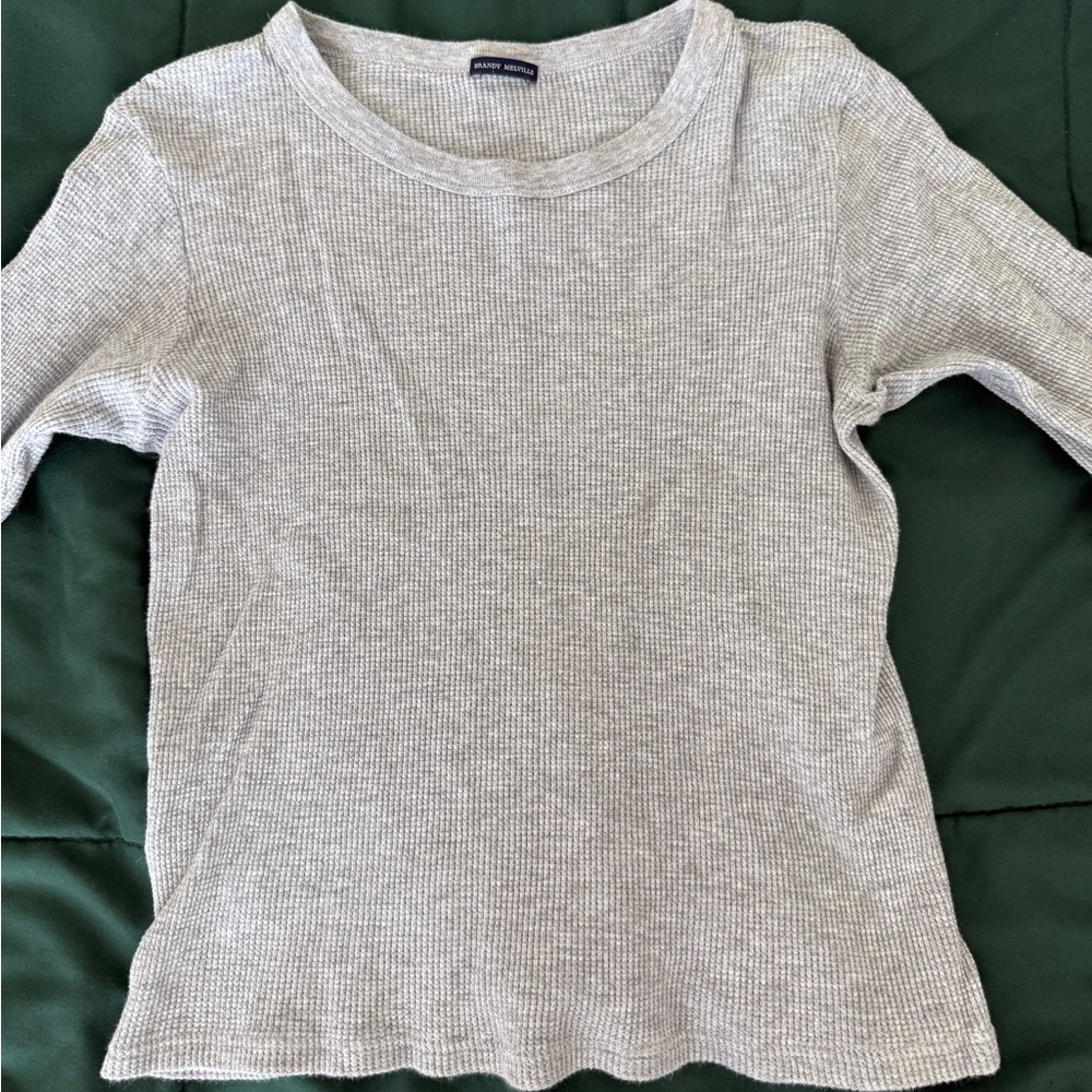 Brandy Melville Gray Ribbed Long Sleeve Top